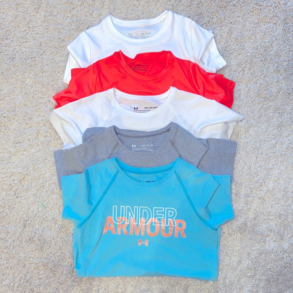3 YXS UA Shirts, 2 YSM UA Shirts